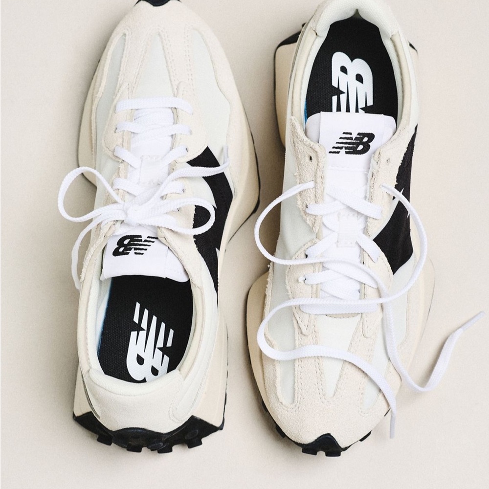 New Balance White Black Cream Low-Top Sneakers